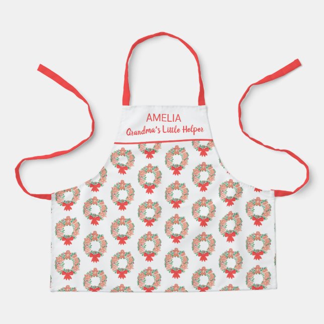 Oma's Kleiner Helfer Kid's Name Weihnachten Schürze (Vorderseite)