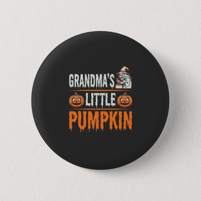 Omas Kleiner Kürbis Halloween Hexen Design Button (Vorderseite)