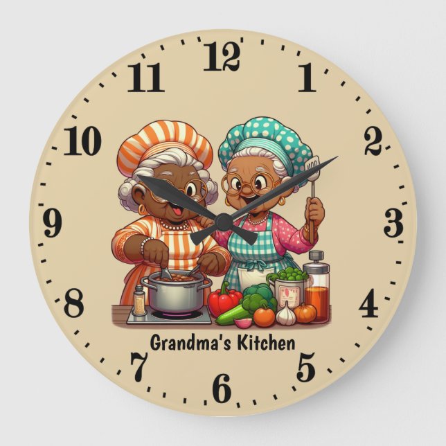 Omas Küche anpassbar Große Wanduhr (Vorderseite)
