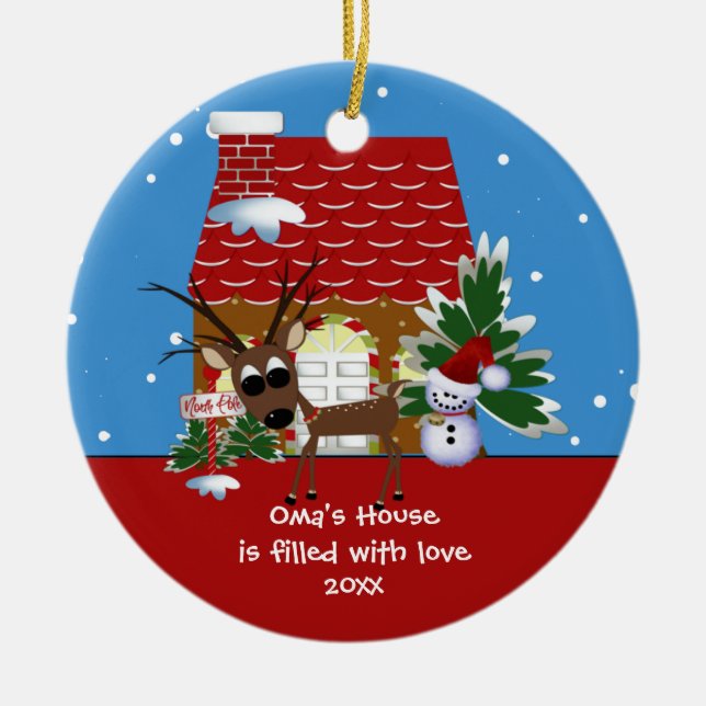 Omas Liebe-Haus-Weihnachtsverzierung Keramik Ornament (Vorne)