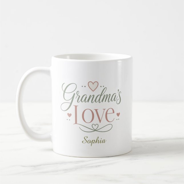 Omas Liebe Personalisiertes Namensgeschenk Kaffeetasse (Links)