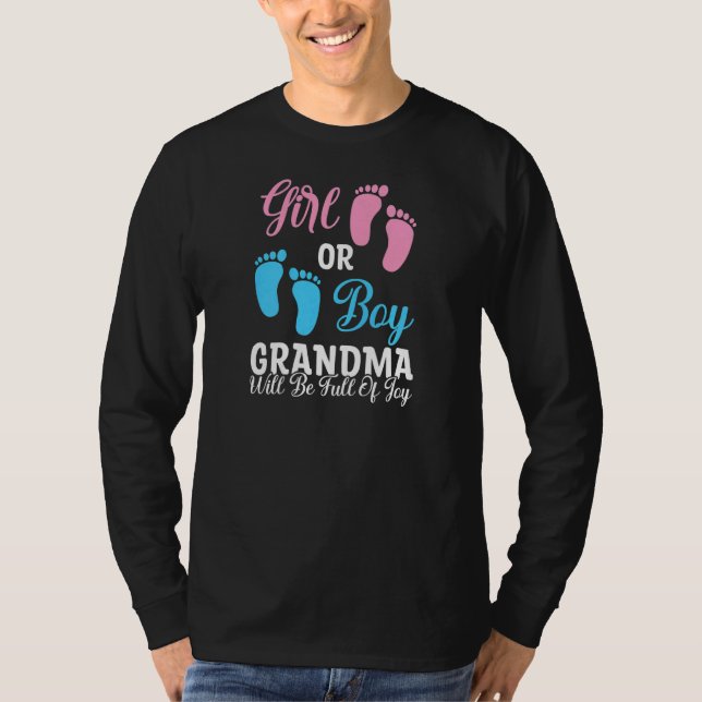 Omas Mädchen oder Junge Oma wird voller Freude sei T-Shirt (Vorderseite)