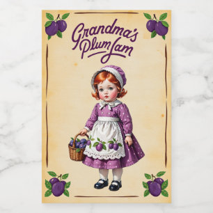 Omas Pflaumenmarmelade Vintage Lebensmitteletikett