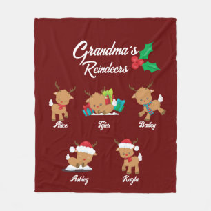 Oma's Rentier 5 Custom Grandkids heißt Weihnachten Fleecedecke