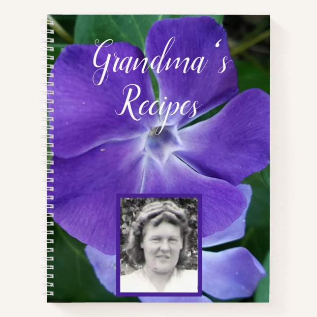 Oma's Rezept Book Periwinkle | Oma-Foto Notizbuch (Vorderseite)