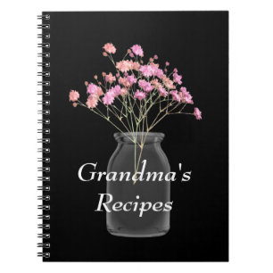 Oma's Rezepte Wildblumen Mason Jar Pink Notizblock