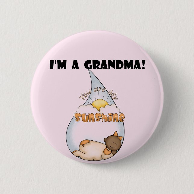 Oma's Sunshine-African American Girl Button (Vorderseite)