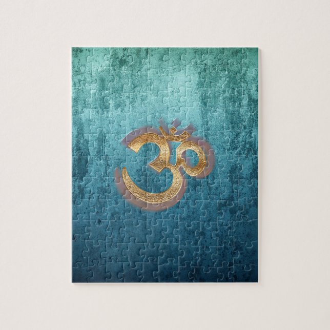 OMblaues Messinggolddamast Asien-Yoga (Vertikal)