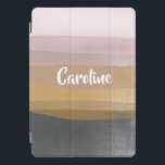 Ombre Abstrakte Wasserfarbstreifen in Dusty Lilac iPad Pro Cover<br><div class="desc">Ein einfaches,  modernes Design von Aquarellpinselstrichen in einer hübschen Farbpalette aus Grau,  Gold und Rot,  personalisiert mit Ihrem Namen.</div>