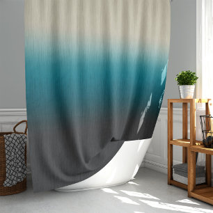 Ombre Aquamarin Green Blue Gray Cream Duschvorhang