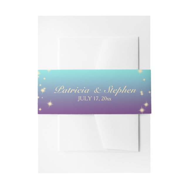 Ombre' Aquamarine und Lila Hochzeit Einladungsbanderole (Vorderseite Beispiel)