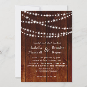 Ombre Barn Board Twinkle-Lichter Hochzeits-Einladu Einladung