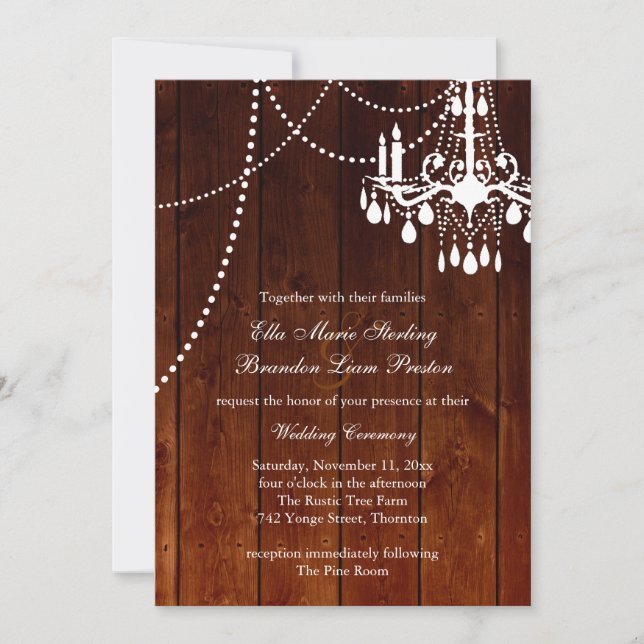 Ombre Barn Chandelier Hochzeit Einladung (Vorderseite)