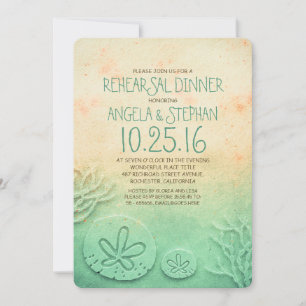 Ombre Beach Probe Dinner - aquamarin Sand Dollar Einladung