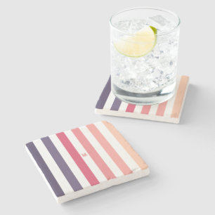 Ombre Beach Sunset Strip & Personalisiert Monogram Steinuntersetzer