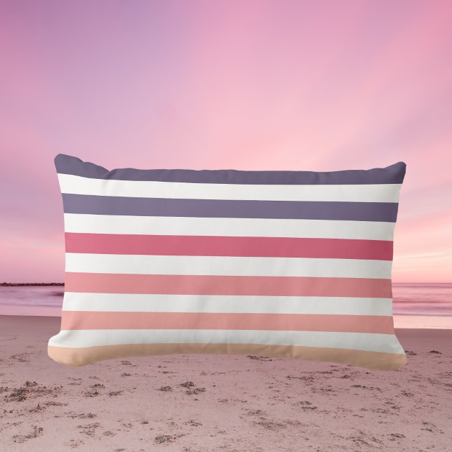 Ombre Beach Sunset Stripes Dusky Lila & Pink Kissen Für Draußen (Von Creator hochgeladen)