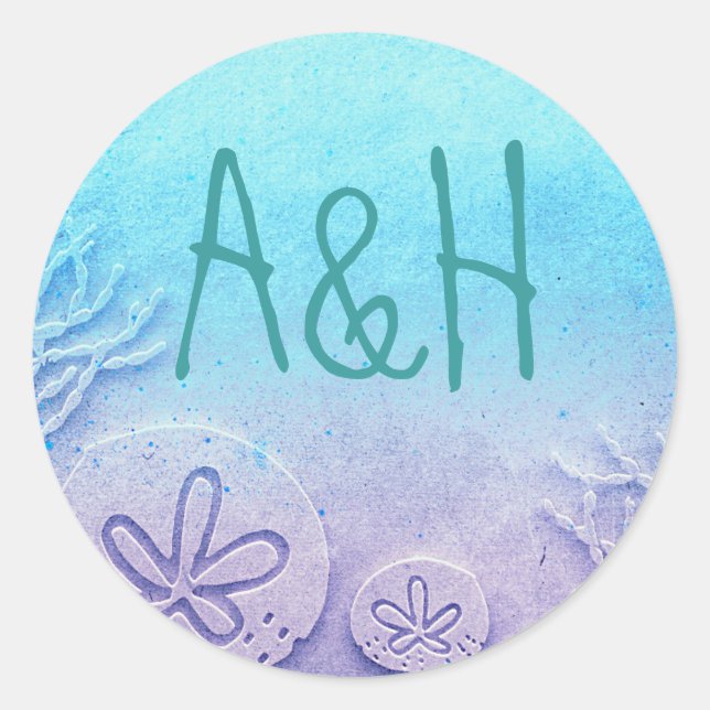 Ombre Beach Wedding Runder Aufkleber (Vorderseite)