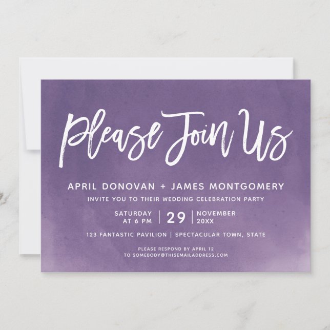 Ombre Bitte schließen Sie uns Brush Typografy Wedd Einladung (Vorderseite)