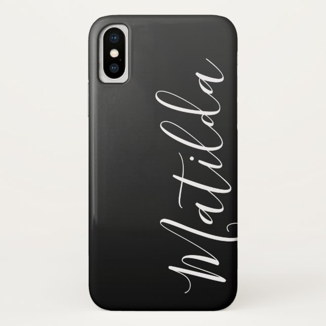 Ombre Black Dark Gray Schlichter Personalisierter  Case-Mate iPhone Hülle (Rückseite)