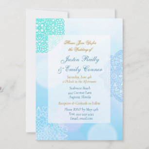Ombre Blue, Aquamarin und White Mandala Elegant We Einladung