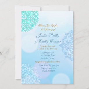 Ombre Blue, Aquamarin und White Mandala Elegant We Einladung