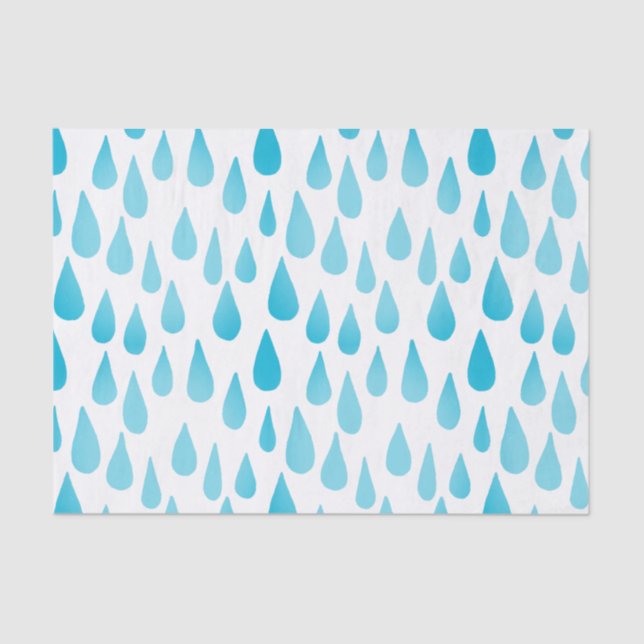 Ombre Blue Falling Raindrops Seidenpapier (Vorderseite)
