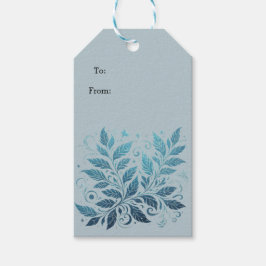 Ombre Blue Filigree Leaf Pattern Geschenkanhänger