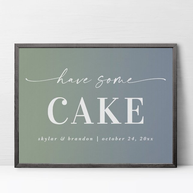 Ombre Blue & Green haben ein paar Cake Wedding Zei Poster (Von Creator hochgeladen)