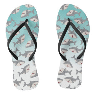 Ombre Blue Motif Requin Tongs Flip Flops
