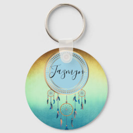 Ombre Blue Orange Personalisiert Dreamcatcher Schlüsselanhänger