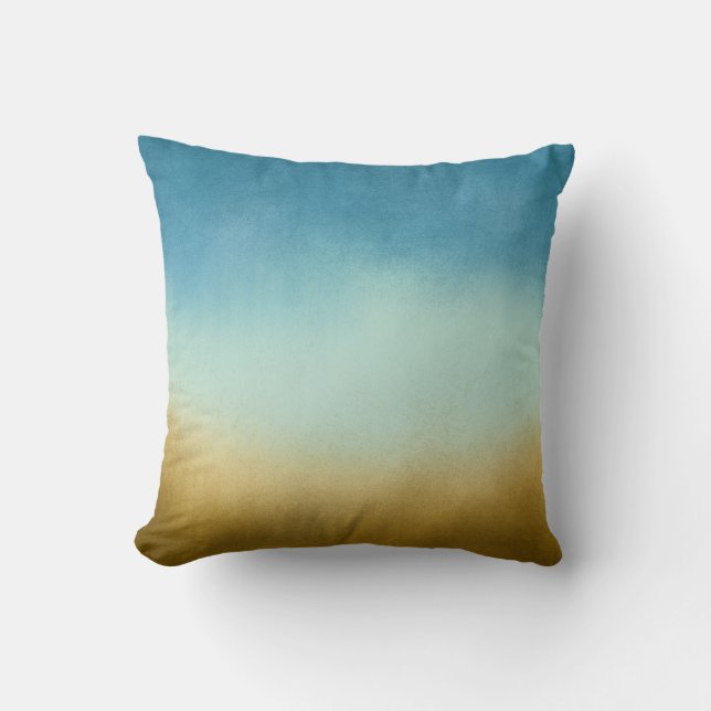 Ombre Blue und Gold Pillow Kissen (Vorderseite)