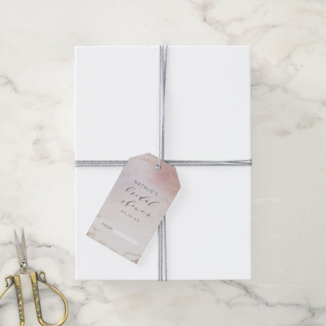 Ombre Blush Pink Mattiert Bridal Display Dusche Geschenkanhänger (Mit Garn)