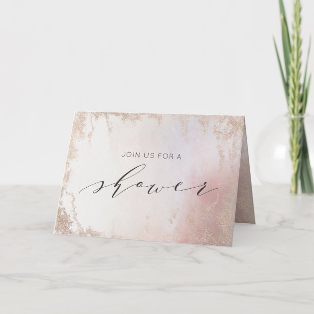 Ombre Blush Pink Mattiert Couple's Polterabend Einladung (Vorderseite)
