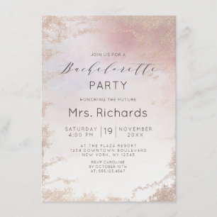 Ombre Blush Pink Mattiert Foil Junggeselinnen-Absc Einladung