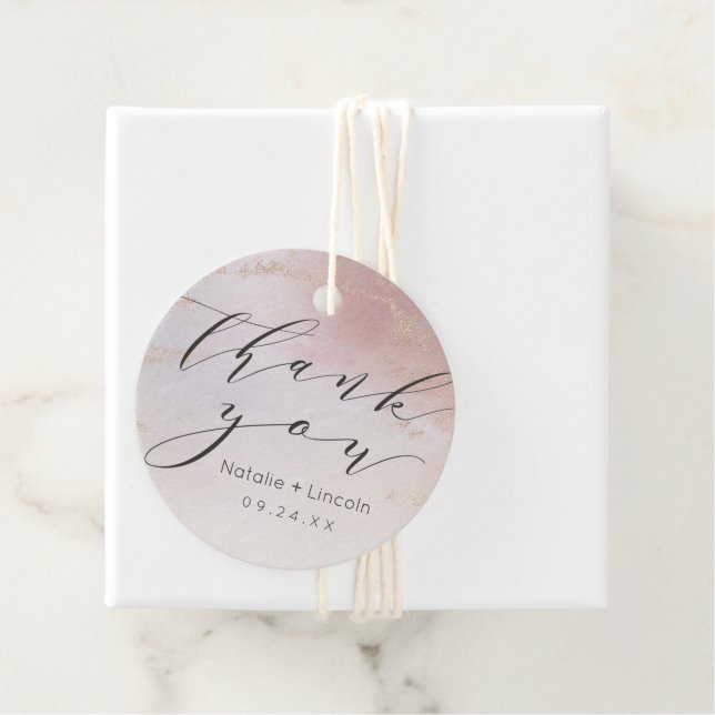 Ombre Blush Pink Mattiert Foil Script Vielen Dank Geschenkanhänger (Beispiel)
