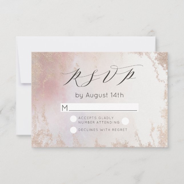 Ombre Blush Pink Mattiert Foil Wasserfarbe Hochzei RSVP Karte (Vorderseite)