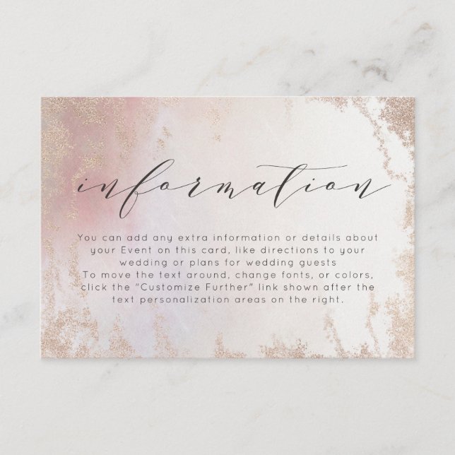 Ombre Blush Pink Mattiert Foil Wedding Information Begleitkarte (Vorderseite)