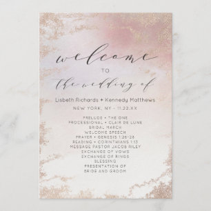 Ombre Blush Pink Mattiert Foil Wedding Zeremonie Programm