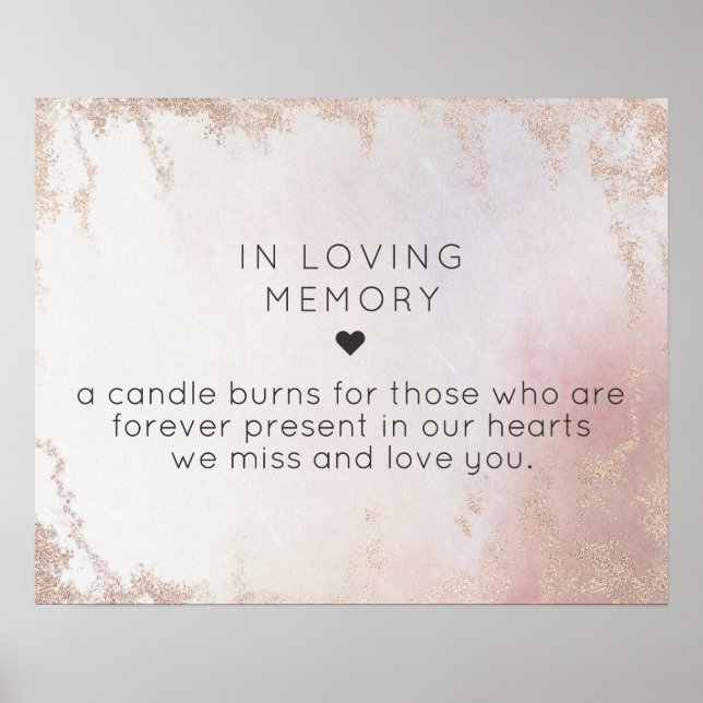 Ombre Blush Pink Mattiert in Love Memory Sign Poster (Vorne)