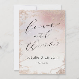 Ombre Blush Pink Mattierte Hochzeit Liebe und Dank Dankeskarte