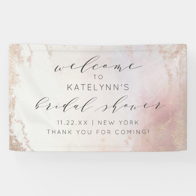 Ombre Blush Pink Mattiertes Brautparty Willkommen Banner (Horizontal)