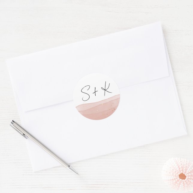 Ombre Blush Pink Wedding Runder Aufkleber (Umschlag)
