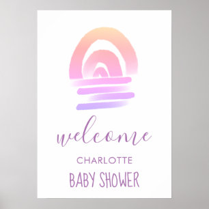 Ombre Boho Watercolor Rainbow Baby Girl Shower Poster