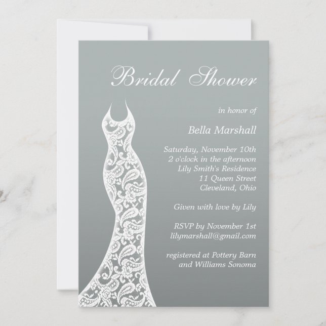 Ombre Bridal Dusche Einladung in Paloma Gray (Vorderseite)
