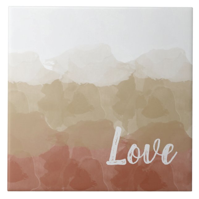 Ombre Brown und Tan Liebe Graceful Gradient Fliese (Vorderseite)
