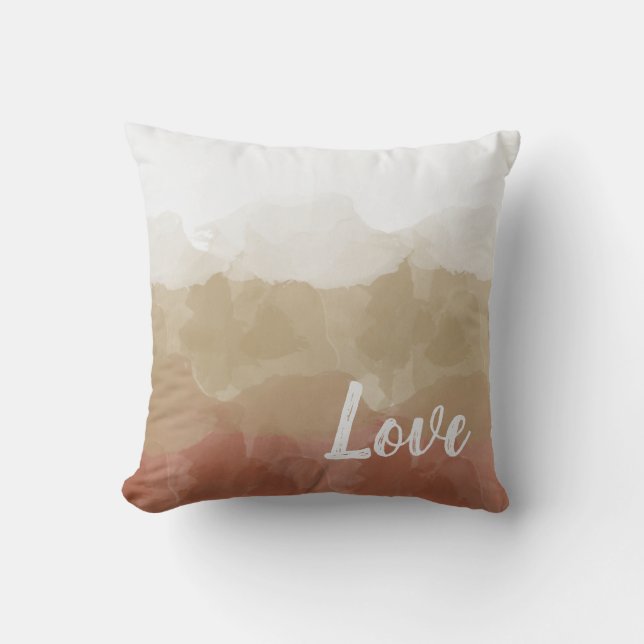 Ombre Brown und Tan Liebe Graceful Gradient Kissen (Vorderseite)