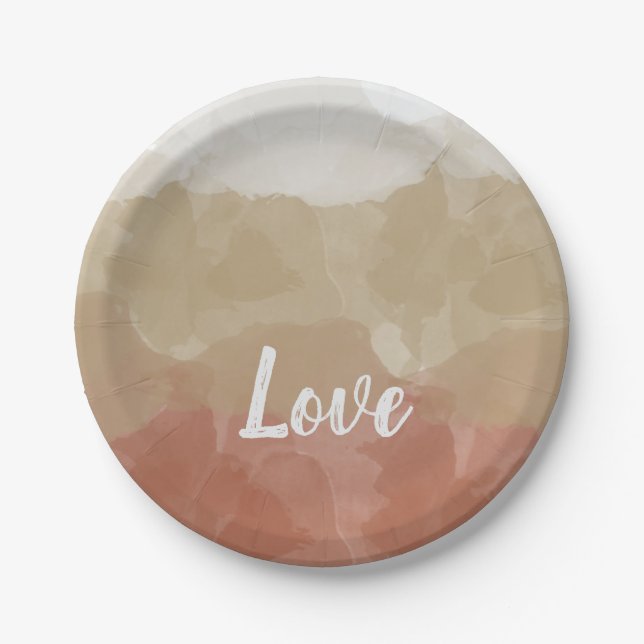 Ombre Brown und Tan Liebe Graceful Gradient Pappteller (Vorderseite)