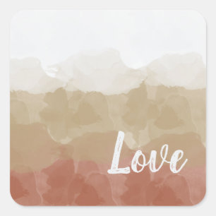 Ombre Brown und Tan Liebe Graceful Gradient Quadratischer Aufkleber