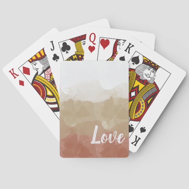 Ombre Brown und Tan Liebe Graceful Gradient Spielkarten (Rückseite)