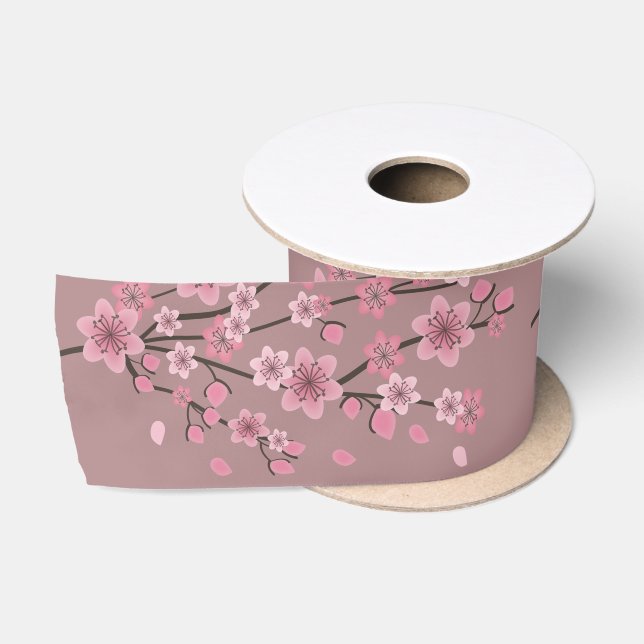 Ombre Cherry Blossom Tree Petals Botanische Hochze Satinband (Spule)
